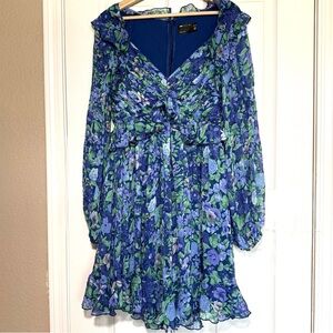 ASOS Maternity Blue Green Floral Long Sleeve Dress Babydoll Bell Sleeve Fairy 10